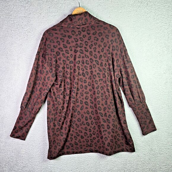 Ann Taylor Open Front Leopard Cardigan Large Brown Black Trendy Fall Workwear - Picture 2 of 14